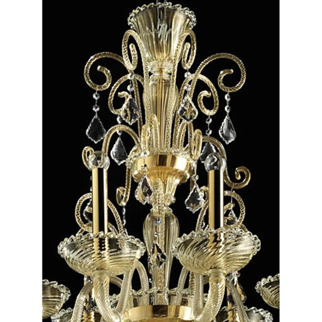Early 21st Century Imperial Gold Curls Murano Glass Venetian Chandelier by Simoeng For Sale - Image 5 of 9