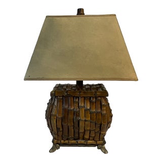 Vintage Chinoiserie Hollywood Regency Bamboo Table Lamp For Sale