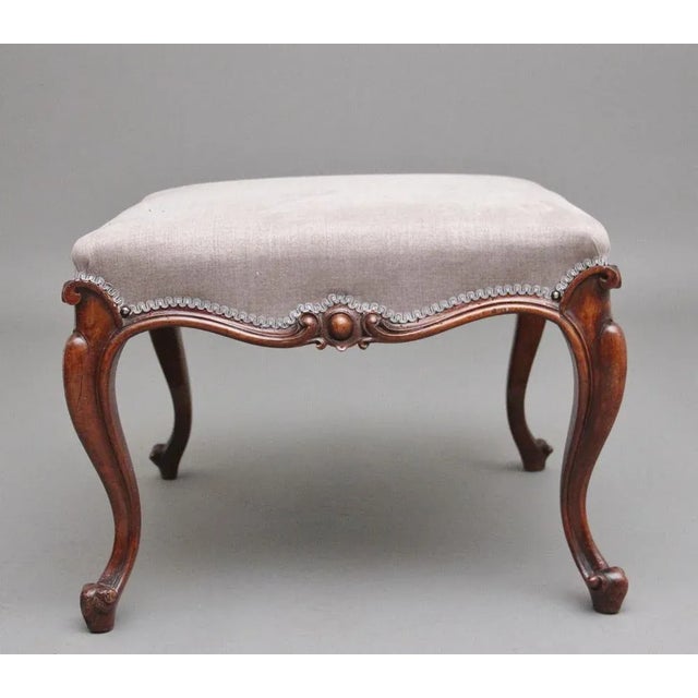 Mid 19th Century 19th Century Victorian Walnut Stool, 1860s For Sale - Image 5 of 9