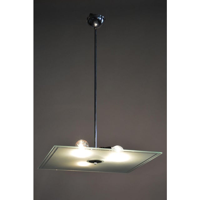 Silver Czech Bauhaus Pendant in Chrome-Plated Steel and Frosted Glass, 1930s For Sale - Image 8 of 10
