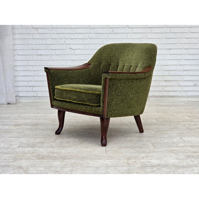 Norwegian Armchair in Green Furniture Fabric and Teak Wood, 1970s For Sale - Image 13 of 18