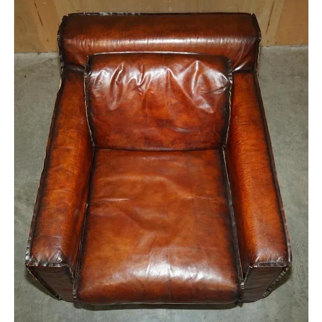 Art Deco Whisky Brown Leather Club Armchairs, Set of 2 For Sale - Image 17 of 18