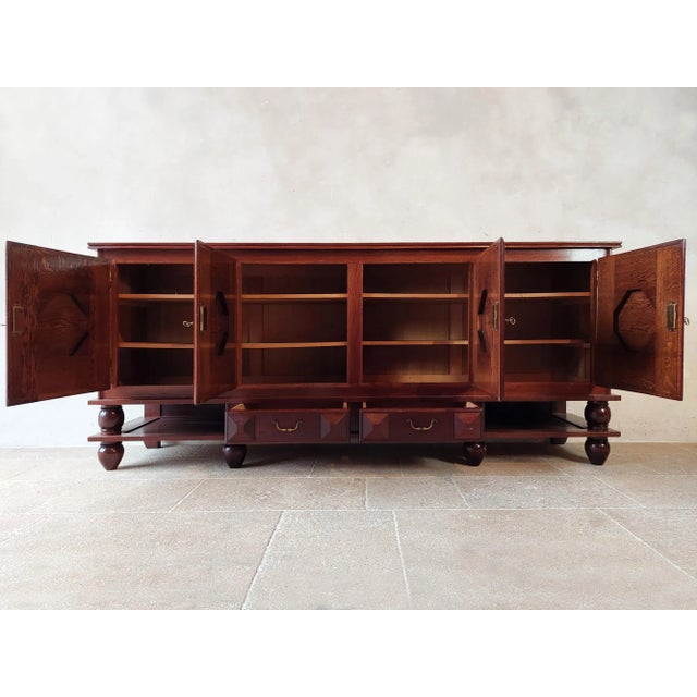 Brown Walnut Sideboard attributed to Charles Dudouyt, 1940s For Sale - Image 8 of 13