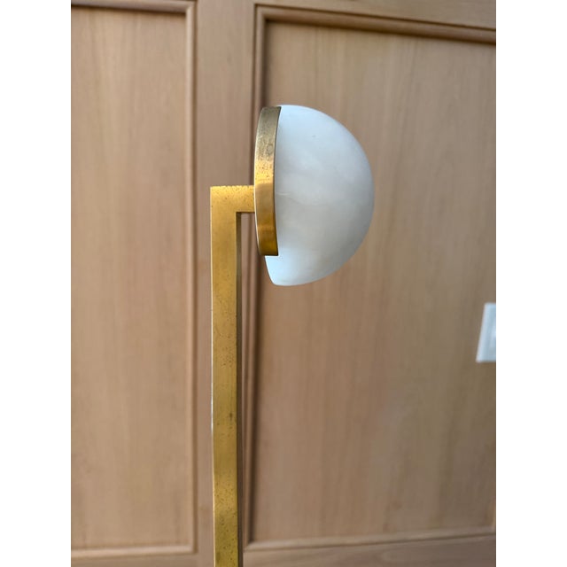Traditional Visual Comfort Pedra Alabaster & Antique Brass 26 Inch Led Wall Sconces - Pair For Sale - Image 3 of 5