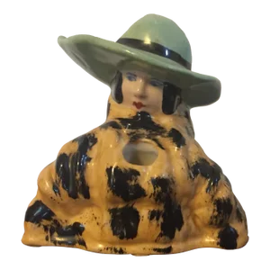 1920s Henri Delcourt Boulogne-Sur-Mer French Art Deco Porcelain Figural Inkwell or Pen Stand