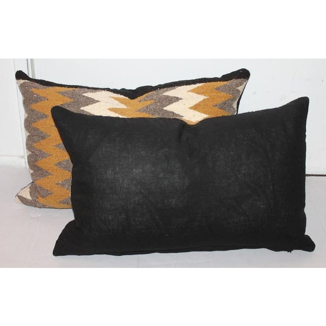 Mid 20th Century Wool Weaving With Streak of Lighting Pattern - Pair Pillows For Sale - Image 4 of 5