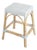 Robias 24.5 in. Seat Height Rectangular Rattan Backless Counter Stool with Footrest, White/Sky Blue Dot / Natural Rattan Frame For Sale