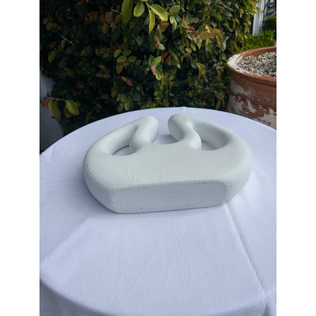 Vintage Matte White Abstract Double-Spout Pottery Vase For Sale - Image 11 of 12