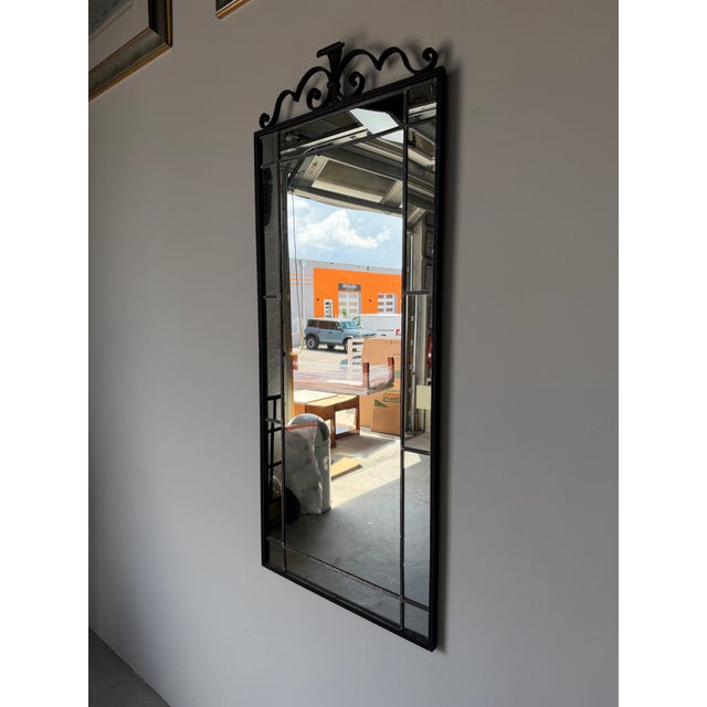 Hollywood Regency 1960’s Hollywood Regency Style Wrought Iron Wall Mirror – Made in Denmark For Sale - Image 3 of 12