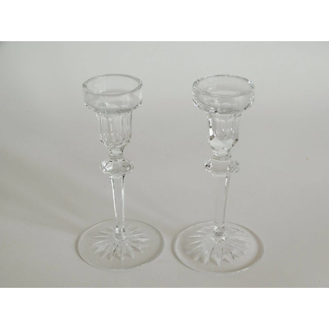 A lovely pair of cut crystal candlesticks by Rogaška, the celebrated Slovenian crystal house known for exceptional clarity...