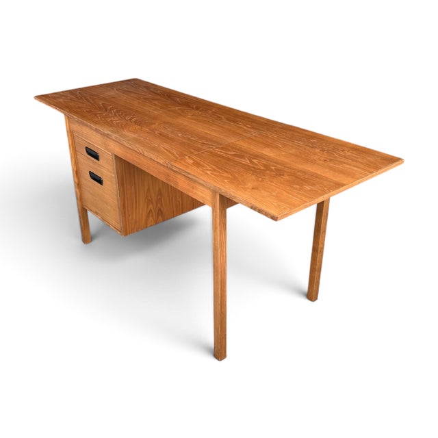 Vintage Mid-Century Modern Expandable Drop-Leaf Teak Writing Desk For Sale - Image 4 of 13