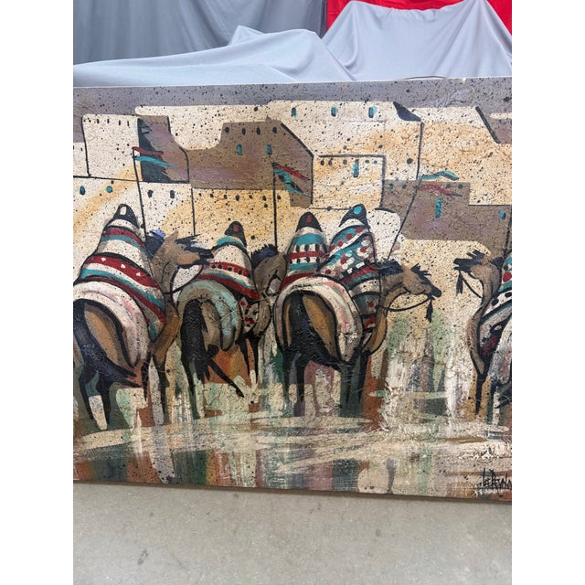 1950s Lee Reynolds Original Mid Century Oil on Canvas Rare Horses/Riders 30x41 For Sale - Image 4 of 6
