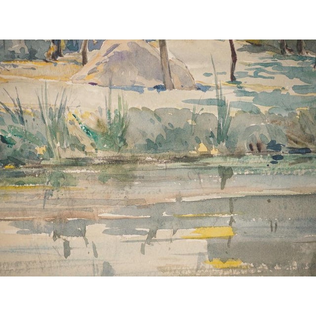 René Leverd, Trees by the Water, Watercolor For Sale - Image 6 of 7