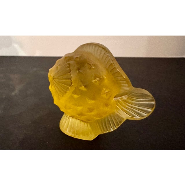 Art Nouveau Lalique Amber Crystal Pufferfish Figurine For Sale - Image 3 of 7