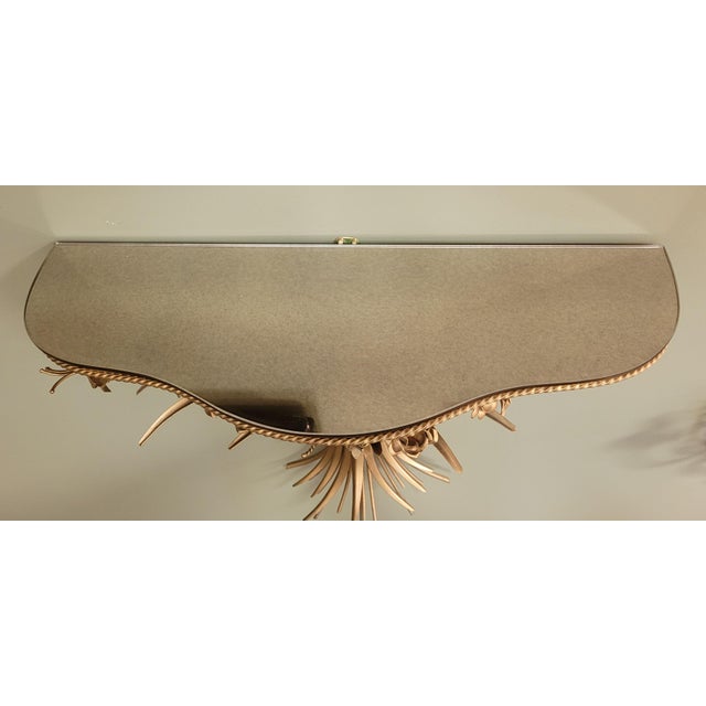 Fine 1950s Gilt Metal Shel With Elgomise Mirror Top For Sale - Image 4 of 10