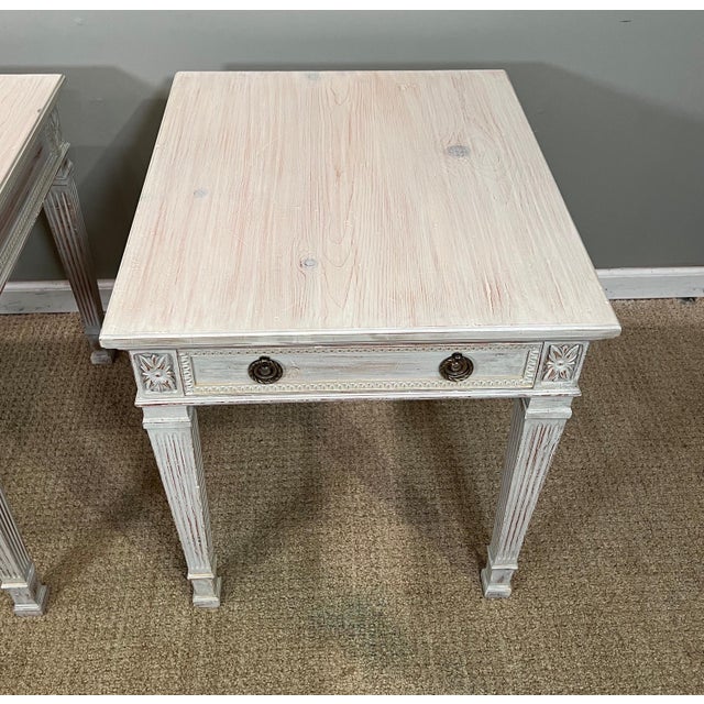 A pair of Painted Pine bedside tables.