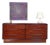 - A six drawer dresser in gorgeous rosewood with rounded corners - A sculpted pull runs the top length of each drawer -...