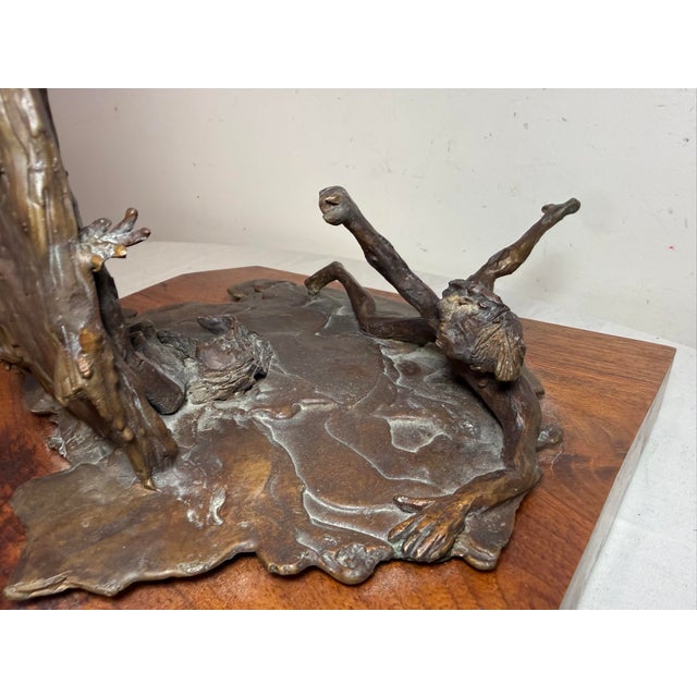 Large Vintage Scott Jarvie 20th Century Bronze Wood Waterfall Statue Sculpture For Sale - Image 15 of 16