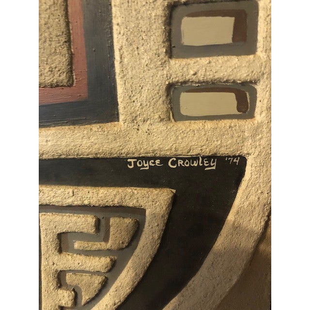 Abstract Sand Bas-Relief Sculptured Painting- Signed and Dated 1974 by Joyce Crowley For Sale - Image 3 of 4