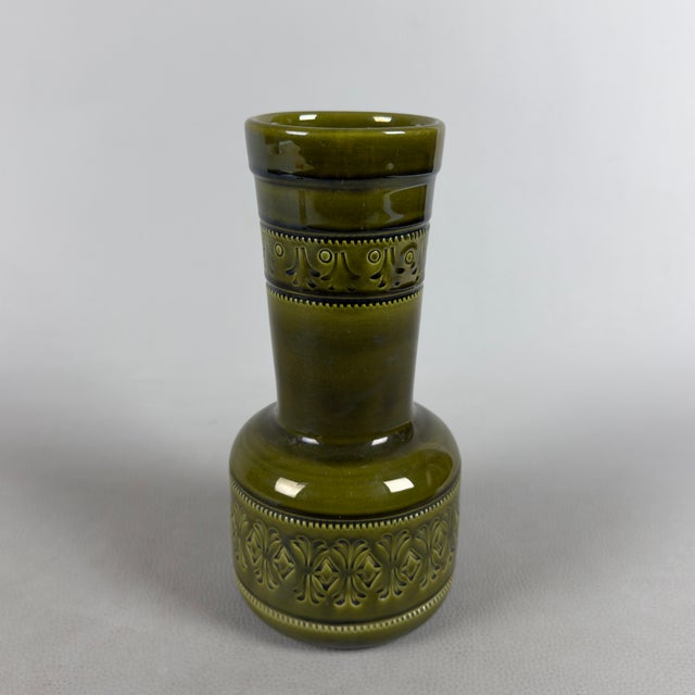 Vintage Iridescent Green Majolica Ceramic Vase from Facs San Marino, 1960s For Sale - Image 4 of 11