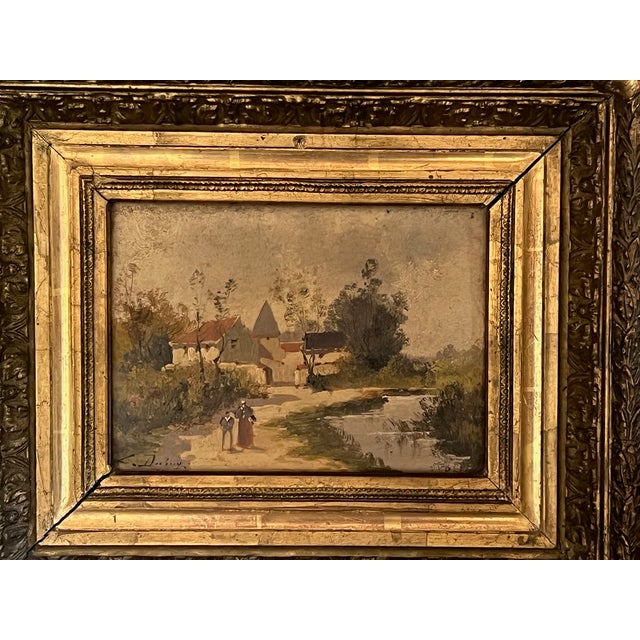 Wood Mid 19th Century Signed and Framed French Oil Painting on Wood For Sale - Image 7 of 14