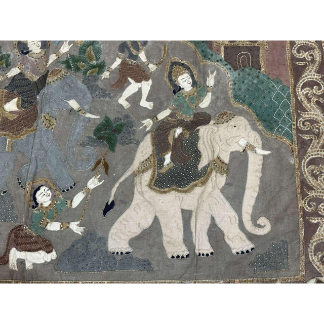 Antique Burmese Kalaga Tapestry For Sale - Image 3 of 11