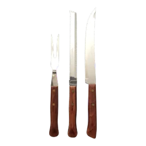 Vintage German Solingen 3-Piece Carving Set With Rosewood Handle