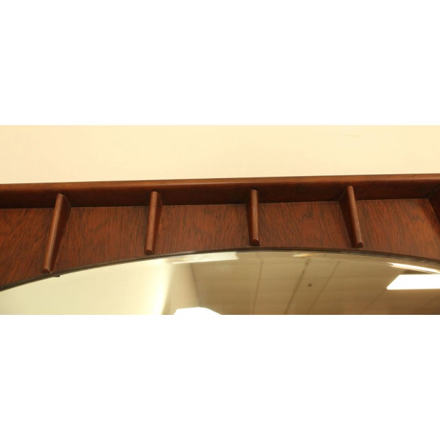 Wood Mid Century Modern Walnut & Rosewood Frame Mirror For Sale - Image 7 of 12