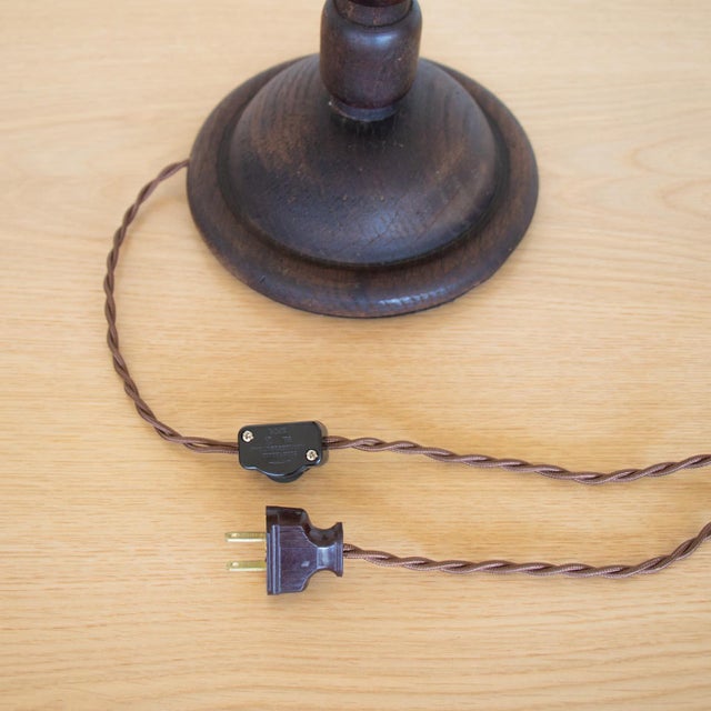 Brown 1940s Spanish Bobbin Wood Table Lamp For Sale - Image 8 of 8