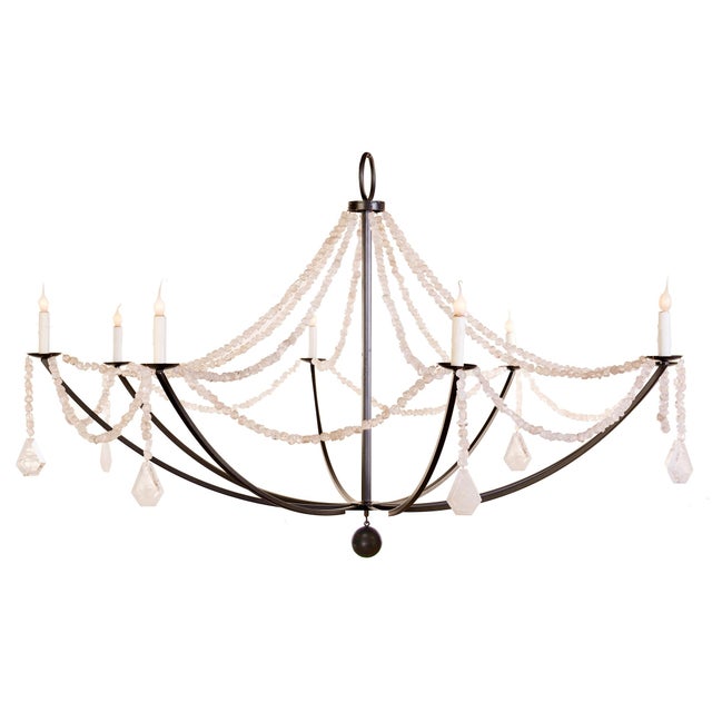 The Lowcountry Originals Crystal Nugget Drape Chandelier is handcrafted with raw steel and designed with intricate strands...