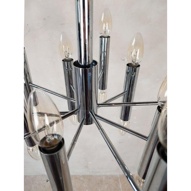 Gaetano Sciolari Chrome Steel Hanging Lamp attributed to Gaetano Sciolari for Boulanger, 1960s For Sale - Image 4 of 12