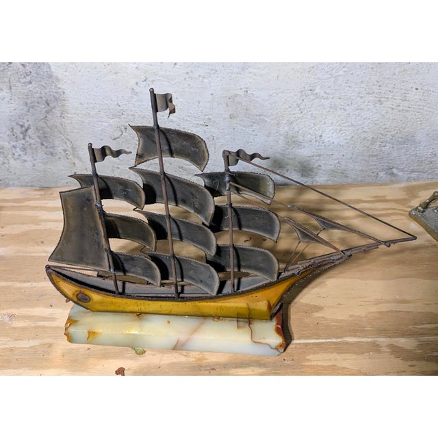 Brutalist Vintage John DeMott Brutalist-Style Metal Sailboat Sculpture For Sale - Image 3 of 6