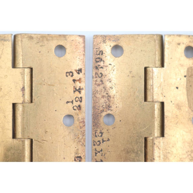 Pair of Vintage 1.75 X 2.5 In. Polished Brass Cabinet Door Hinges For Sale - Image 4 of 5