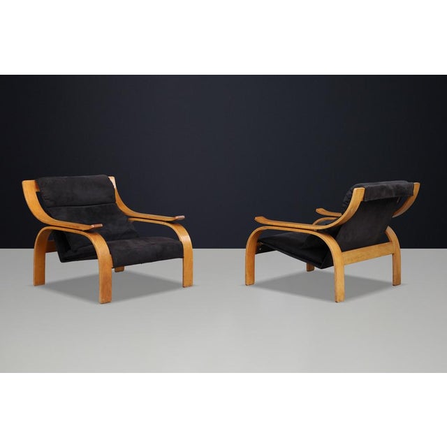Arflex Woodline Lounge Chairs attributed to Marco Zanuso for Arflex, Italy, 1960s, Set of 2 For Sale - Image 4 of 11