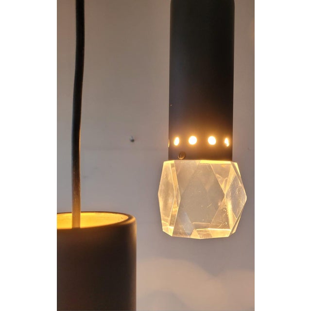 Mid-Century Modern Pendant Lamp in Glass and Metal with Faceted Diffuser from Stilnovo, Italy, 1960s For Sale - Image 3 of 14