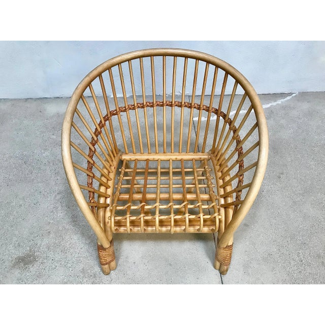 Large Italian Bamboo Lounge Chair with Leather Lacings, 1970s For Sale - Image 15 of 18