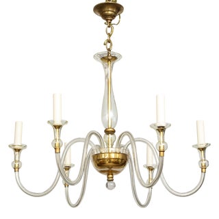 Vintage Six-Light Murano Glass Chandelier For Sale