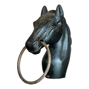 Early 20th Century Vintage Boho Wrought Iron Hitching Post Head