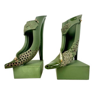 Vintage Hand Carved Ceramic Bookends by Jiří Dudycha, 2010, Set of 2 For Sale