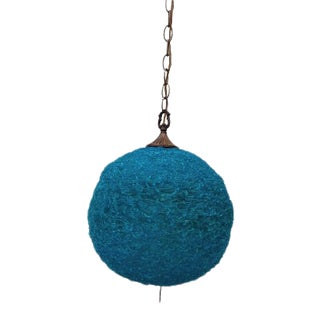 1960's Turquoise Spun Lucite Hanging Spaghetti Globe Swag Lamp For Sale
