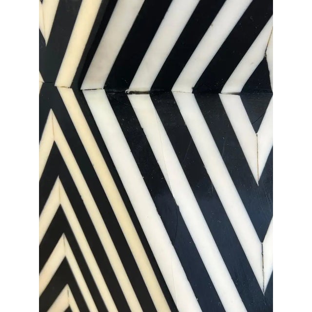 Black Art Deco Style Black & White Resin Sculptural Side End Table or Stool, a Pair For Sale - Image 8 of 17