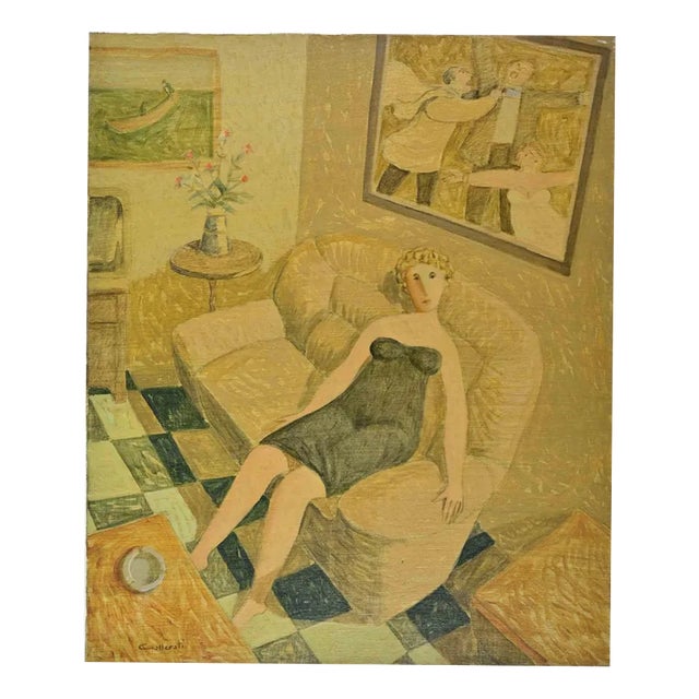 Alberto Gallerati, Un Quadro ed un Quadraccio, Oil on Canvas, 1970s For Sale