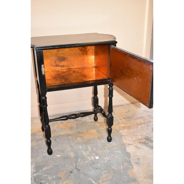 Antique Black Copper Lined Smoke Stand Humidor Table Chairish