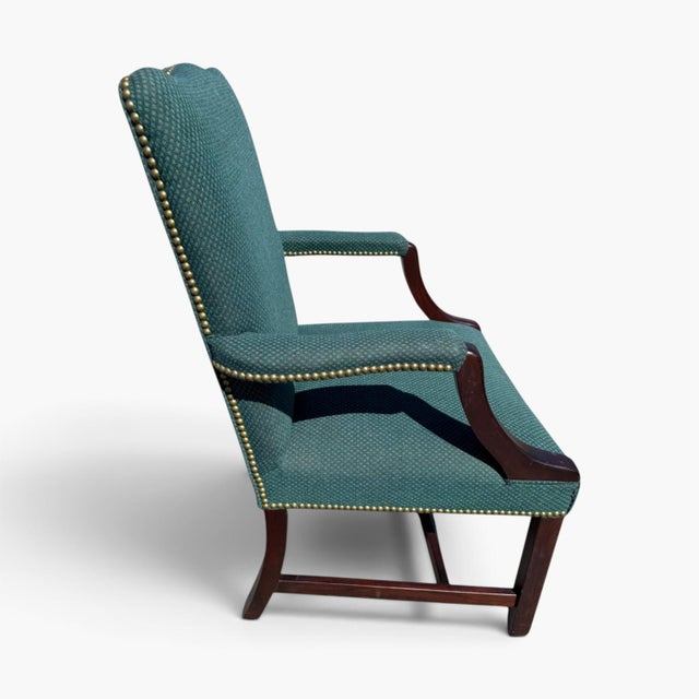 Chippendale Vintage Chippendale Mahogany Lolling Chairs – Pair Upholstered Armchairs – Stow & Davis For Sale - Image 3 of 10