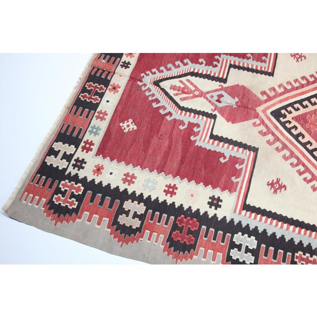 1950s Vintage Balkan Sarkoy Kilim - Exceptional Fine Weaving - 4’ 5’' X 7' For Sale In Tampa - Image 6 of 12