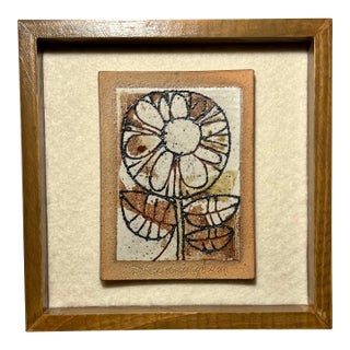 Rare! Mid Century Modern 1970s David D. Cunningham Ceramic Wall Tile Framed For Sale