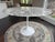 Eero Saarinen 47” Round Saarinen Dining Table in Polished Coated Arabescato Marble With White Base For Sale - Image 4 of 6