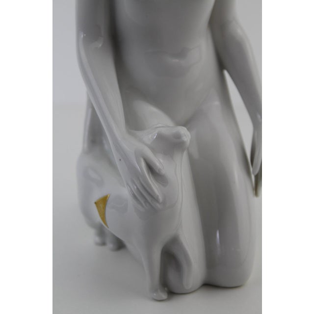1960s Czech Porcelain Girl with Cat Figurine from Royal Dux, 1960s For Sale - Image 5 of 15