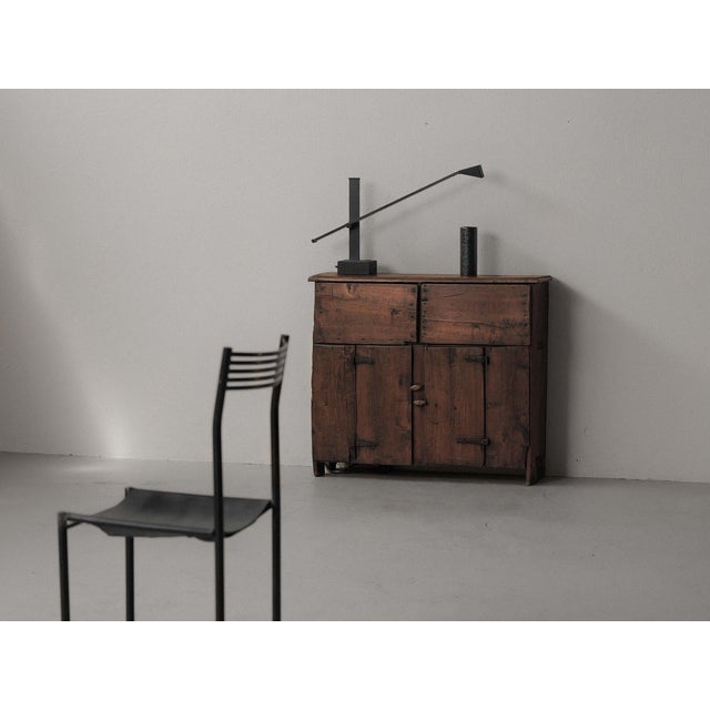 Small storage cabinet, crafted in Spain in the early 20th century, it is a fine example of vernacular mountain furniture....