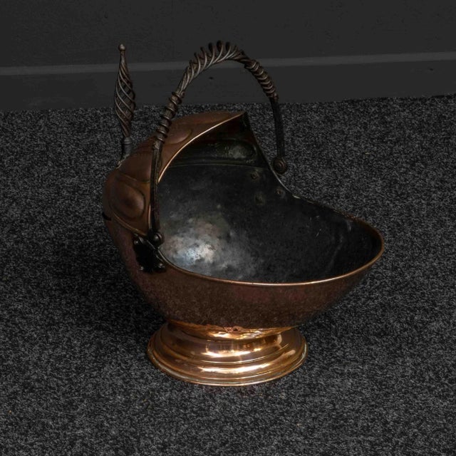Copper Antique Victorian Copper Helmet Coal Bucket For Sale - Image 8 of 15
